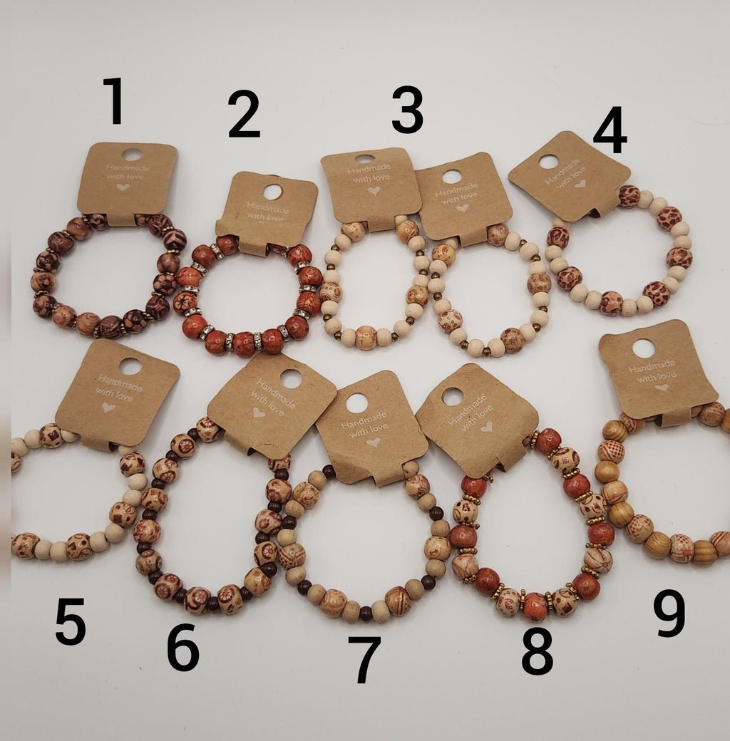 African Wooden Bead Bracelet: Unisex Elastic Wrist and Anklet Jewelry; Simple and Thoughtful mother's day gift