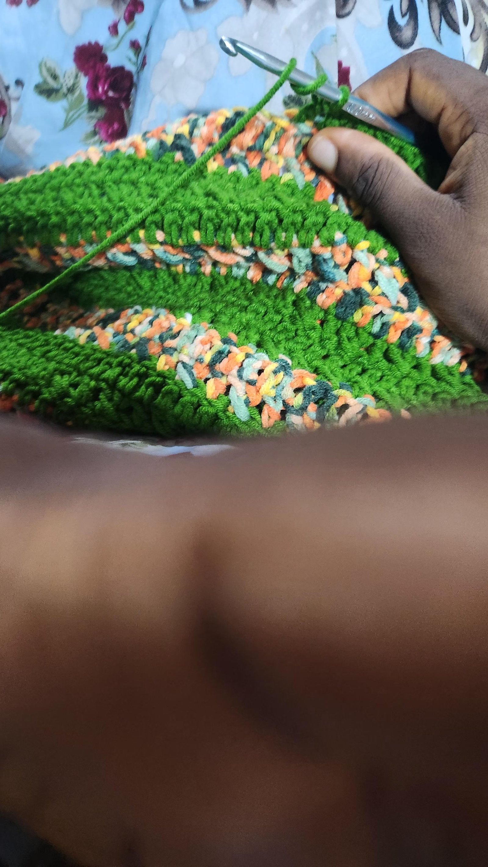 Handmade Crochet Forest Buttoned Shirt: Ombre Green Striped Cardigan