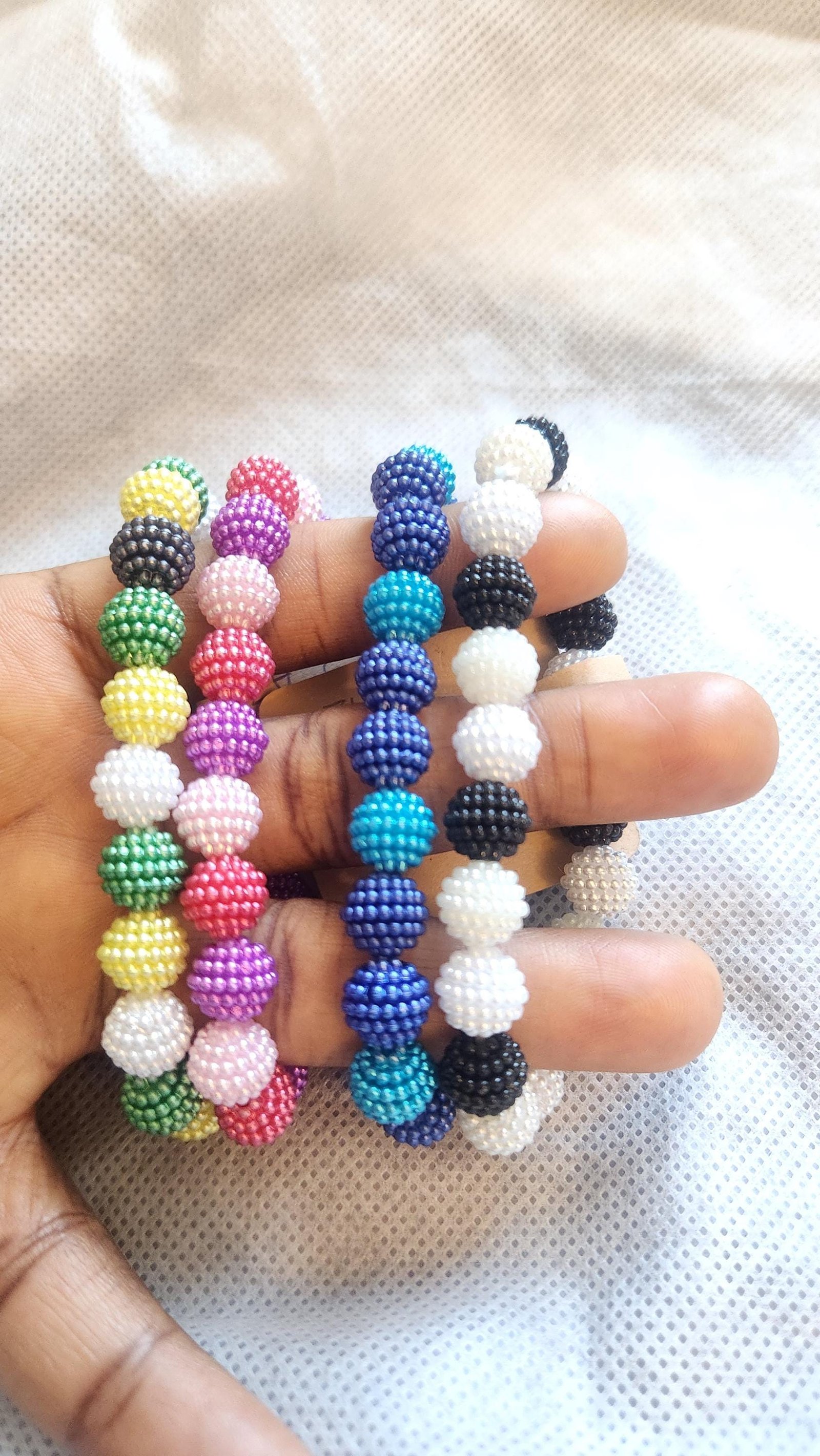 Colorful Elastic Bracelets; Waxberry Wrist and Anklet Disco Jewelry; Cute, Special & Minimalist Gifts; Pine-like Jewelry