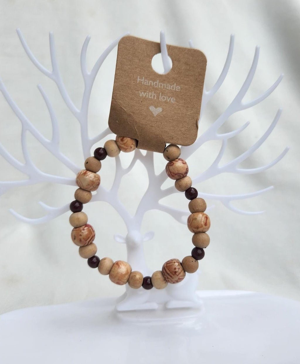 African Wooden Bead Bracelet: Unisex Elastic Wrist and Anklet Jewelry; Simple and Thoughtful mother's day gift
