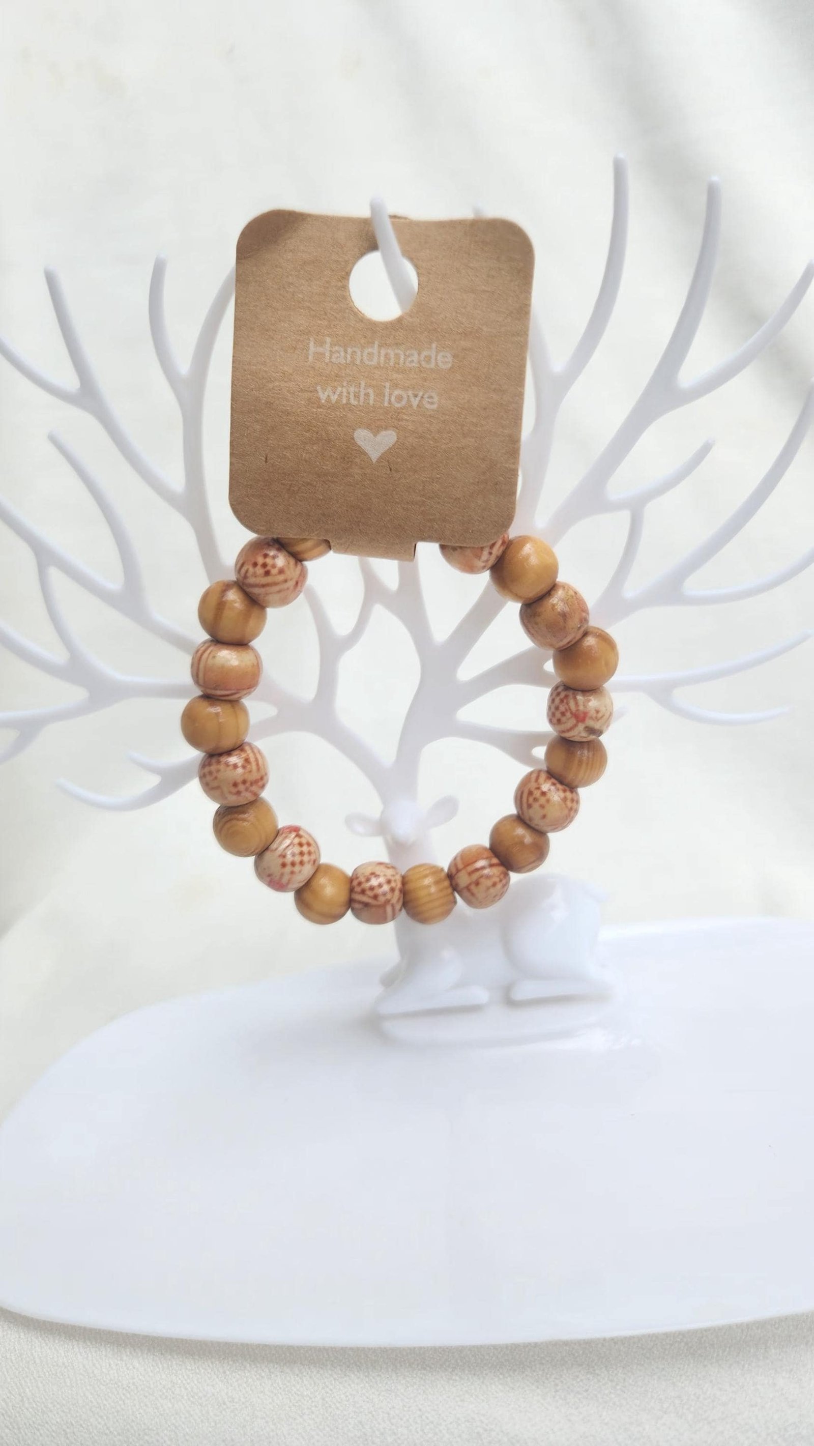 African Wooden Bead Bracelet: Unisex Elastic Wrist and Anklet Jewelry; Simple and Thoughtful mother's day gift