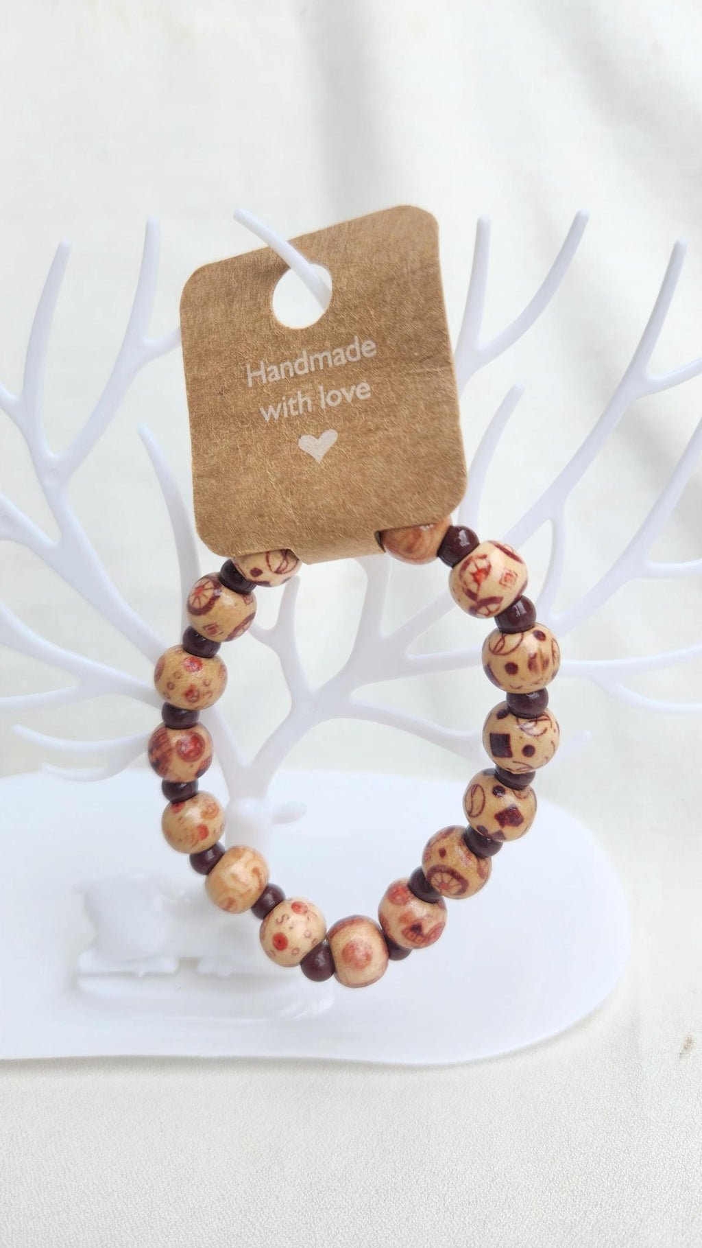 African Wooden Bead Bracelet: Unisex Elastic Wrist and Anklet Jewelry; Simple and Thoughtful mother's day gift