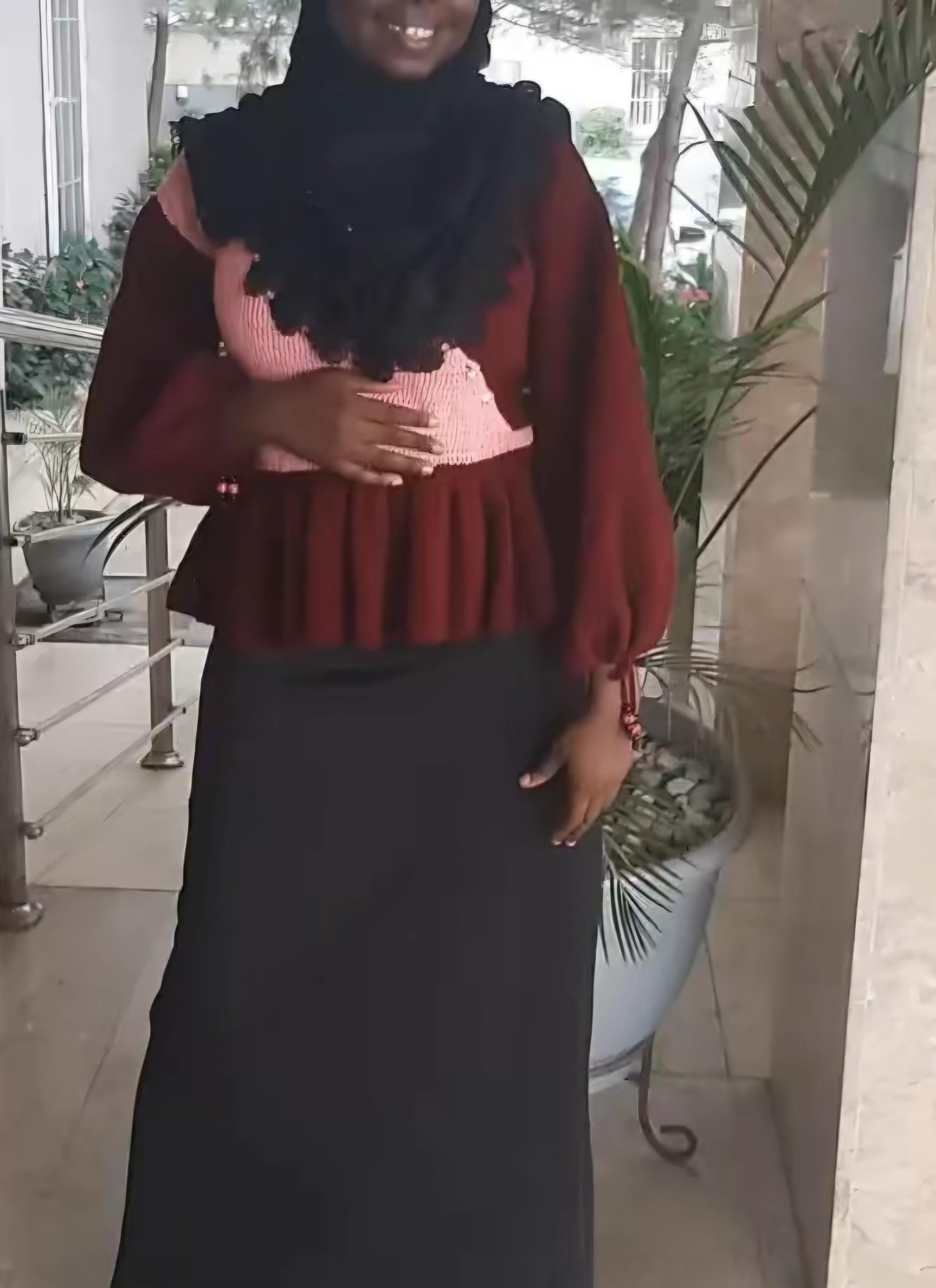Handmade Crochet V-neck Peplum Top, Buttoned Down Ruffle Blouse; Fall Co-Operate Business Fashion