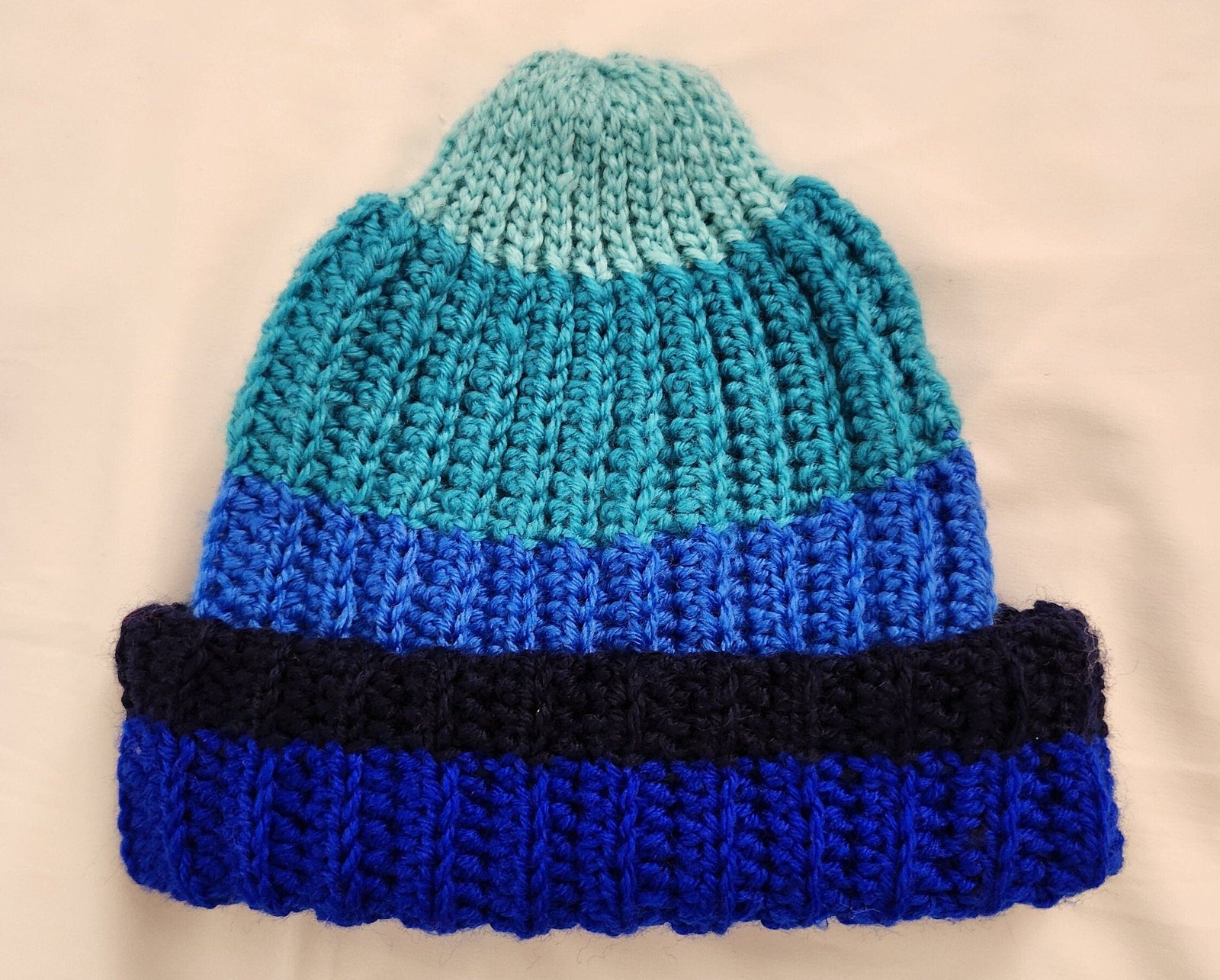 Handmade Ombre Beanie: Rainbow Gradient Crochet Winter Hat; Striped Colorful Headpiece