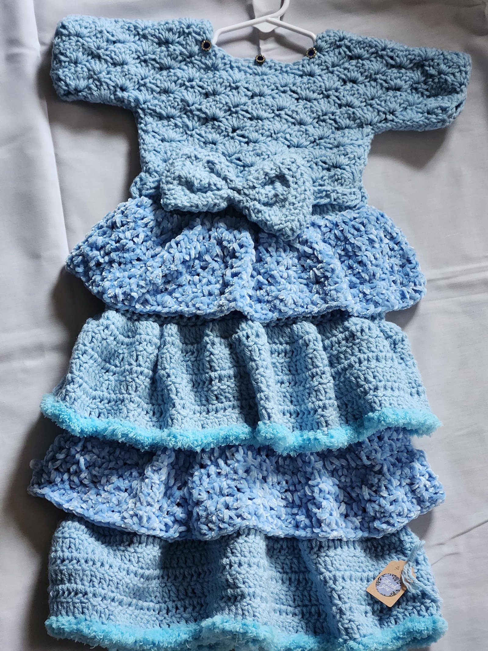 Handmade Crochet Toddler Dress: Layered Velvet Gown with Bow Belt; Princess Costume for Girls. Special, Thoughtful, and Cute Children Gifts