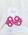 Crochet Beaded Hourglass Earrings: Retro Number Eight Dangles; Handmade Special Jewelry Gifts