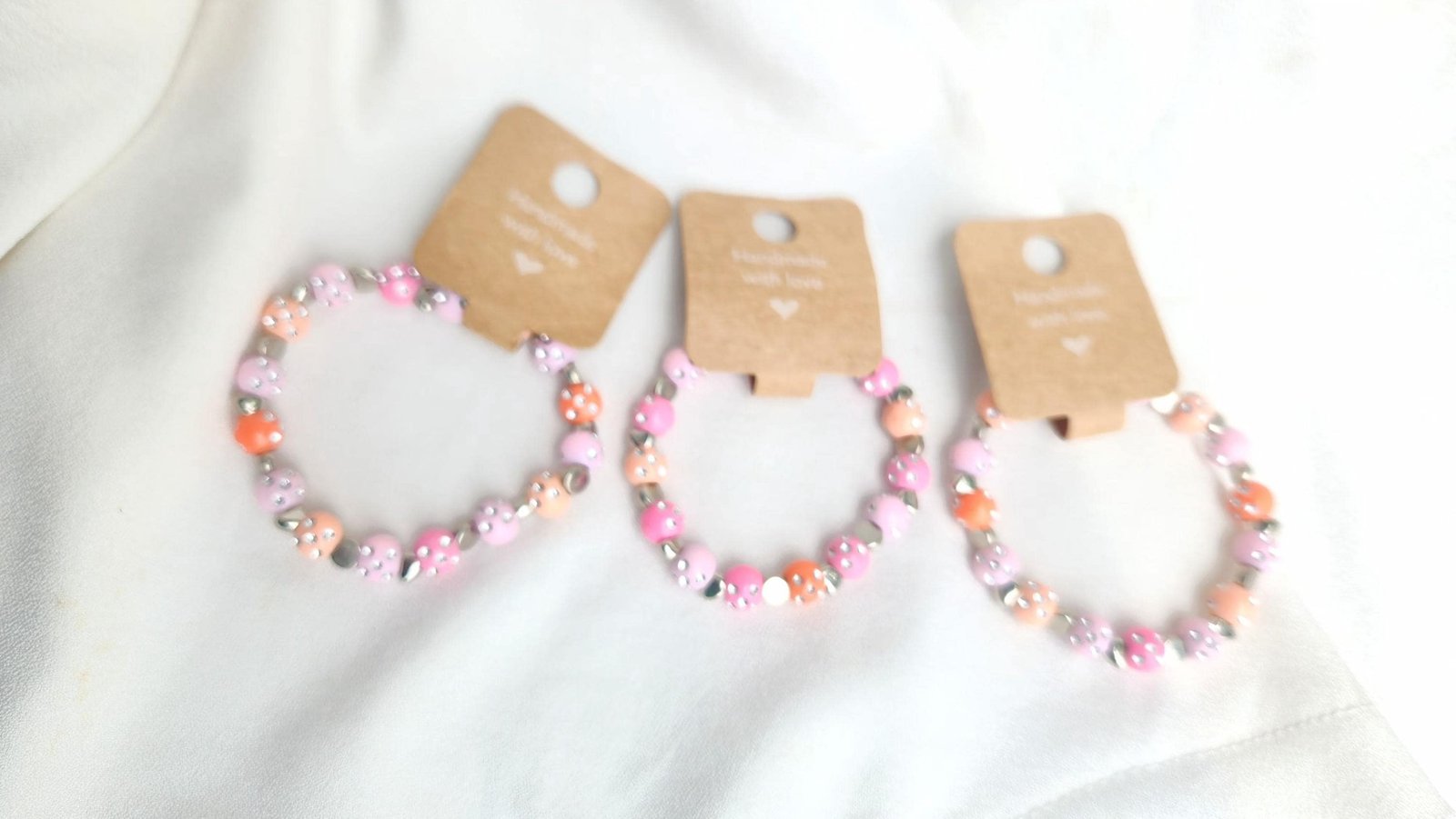 Colorful Acrylic Bead Bracelet, Pearl-Specked Elastic Jewelry; For Wrist and Anklet