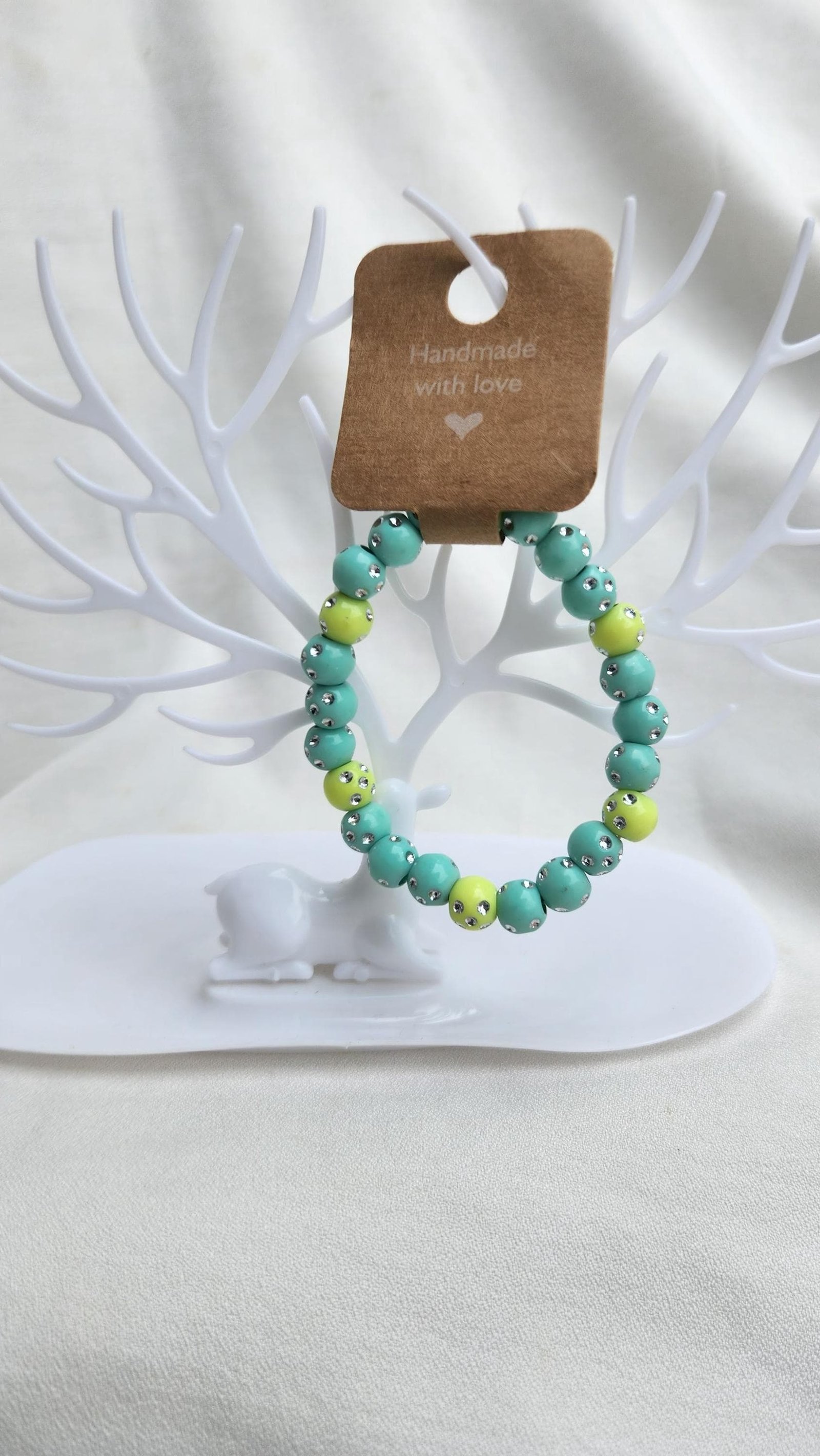 Colorful Acrylic Bead Bracelet, Pearl-Specked Elastic Jewelry; For Wrist and Anklet