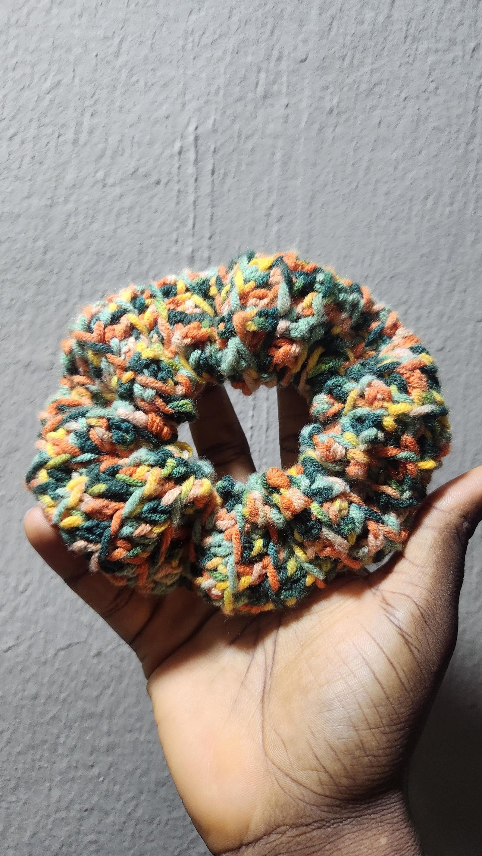 Handmade Donut Hair Scrunchies: Variegated Rainbow Ombre Crochet Wristbands; Comfy Gifts for Mother's Day