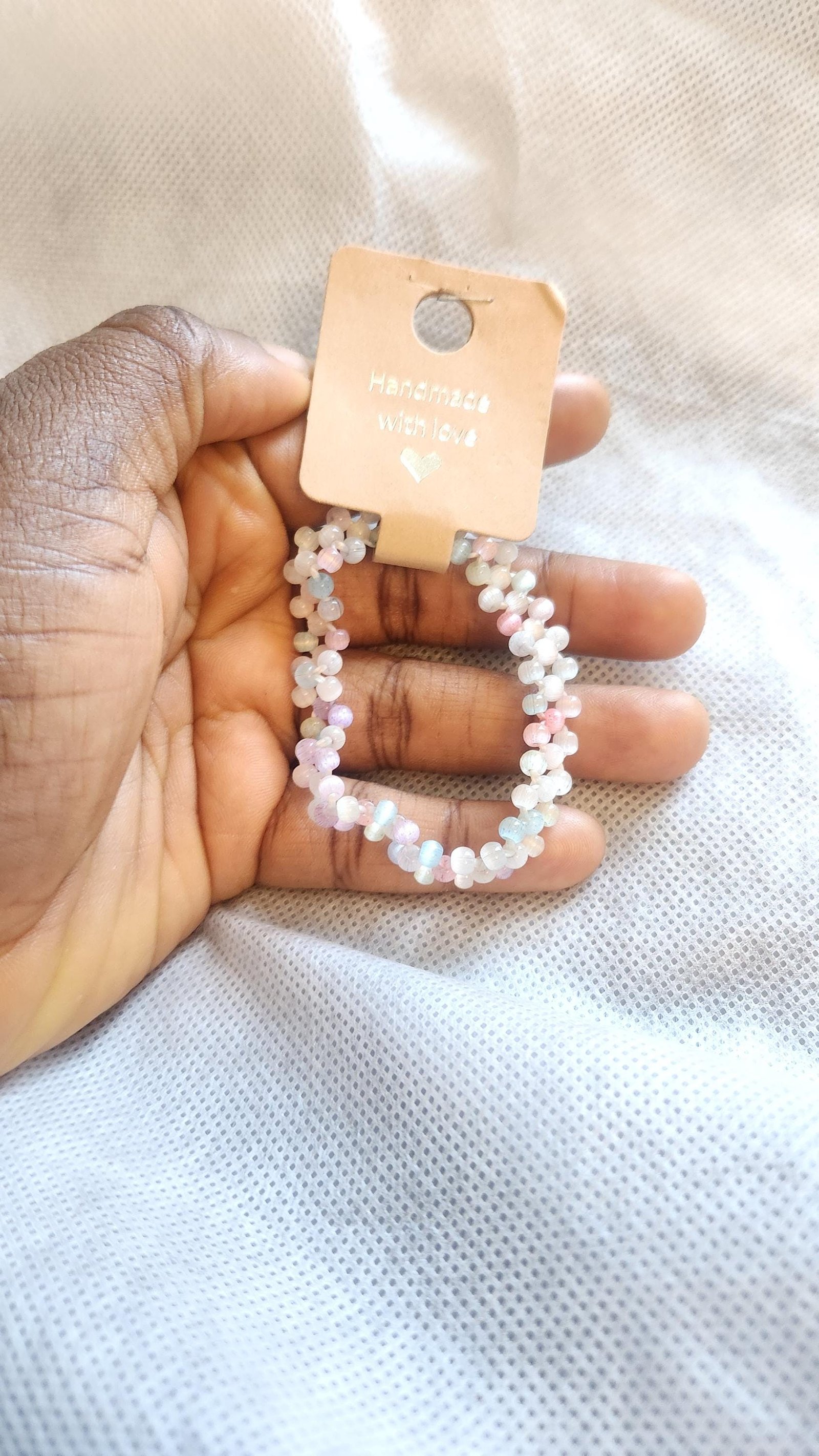 Handmade Ombre Elastic Bead Bracelets; Cat Eye Pastel Seed Glass Bead Choker Wrist and Anklet Jewelry; Special, Cute & Thoughtful Gifts