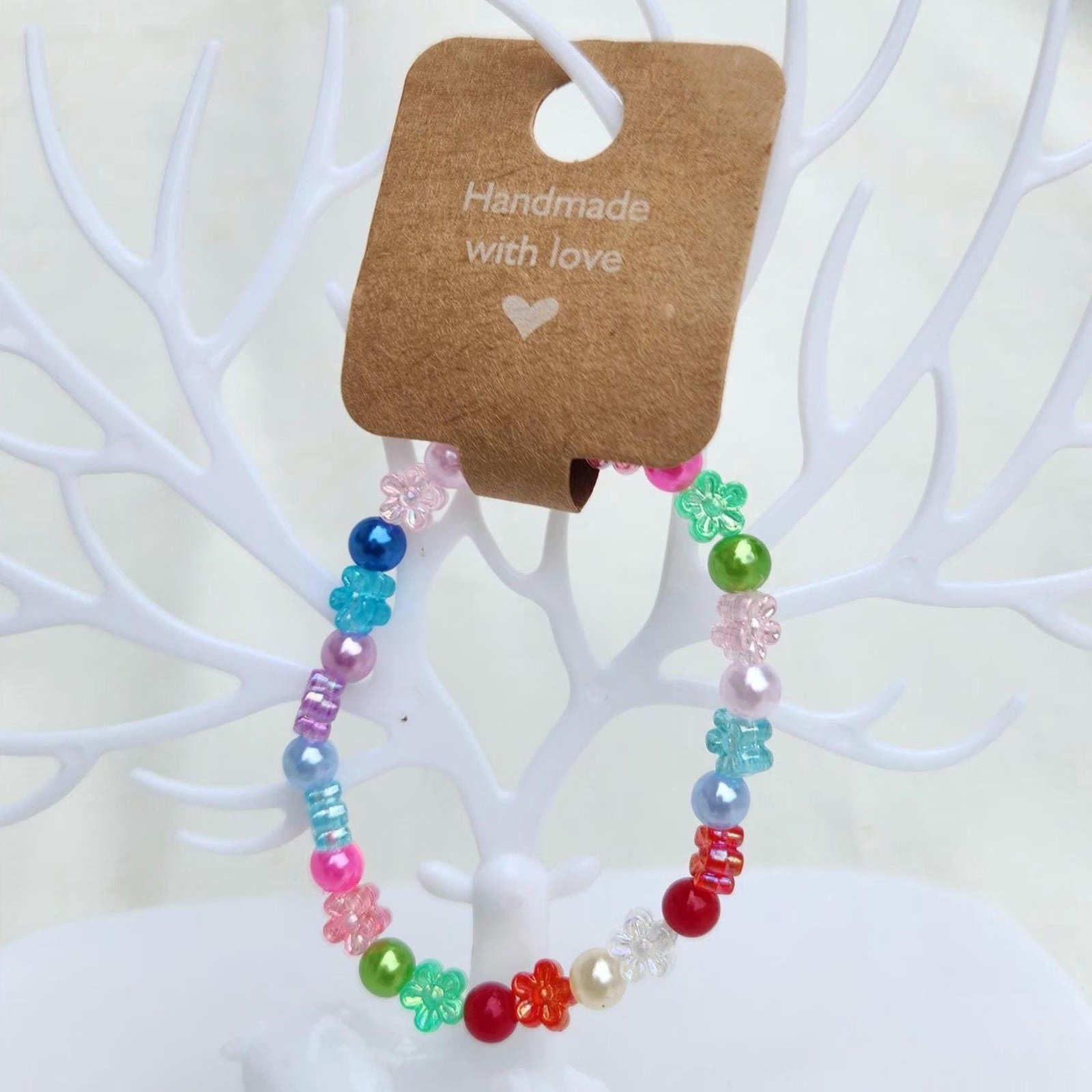 Colorful Flower Bead Bracelets; Elastic Casual Wrist & Anklet Minimalist Jewelry