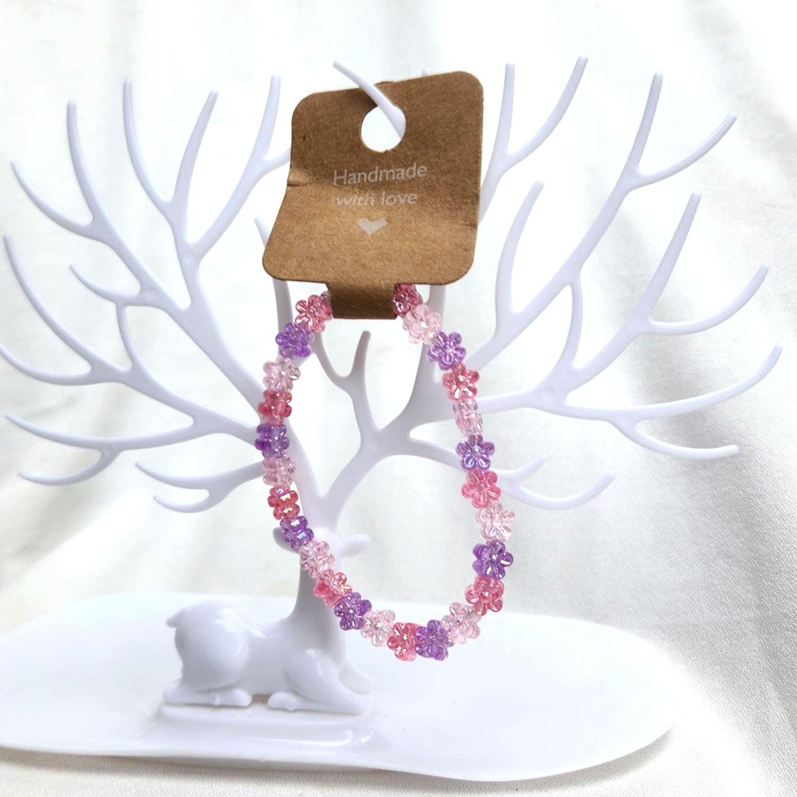 Colorful Flower Bead Bracelets; Elastic Casual Wrist & Anklet Minimalist Jewelry