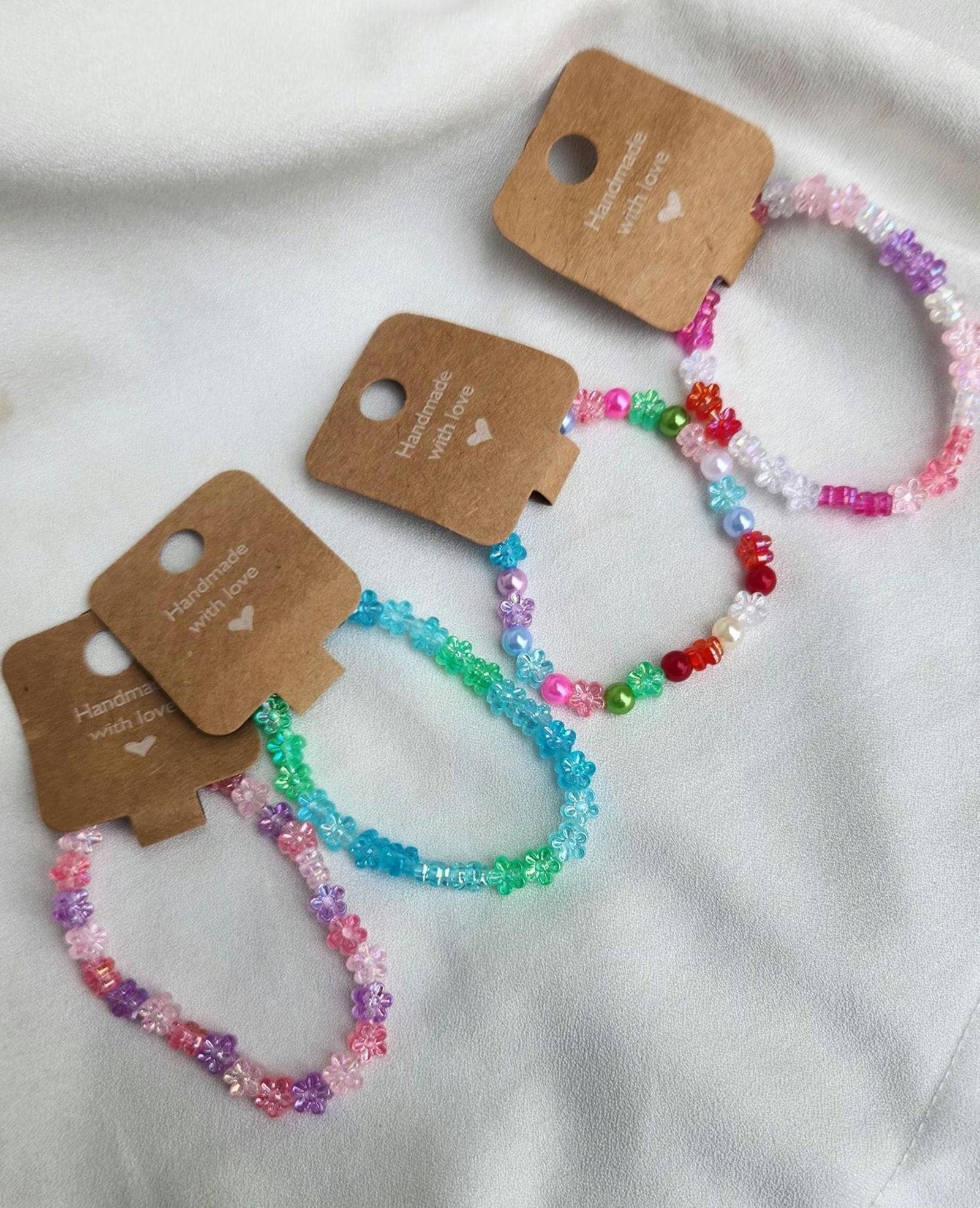 Colorful Flower Bead Bracelets; Elastic Casual Wrist & Anklet Minimalist Jewelry