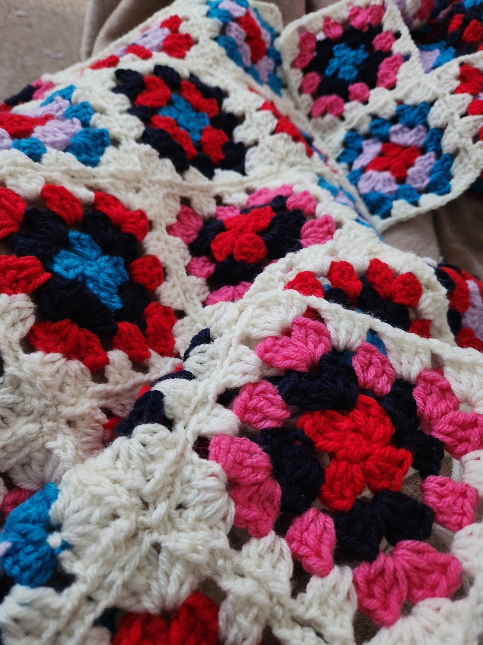 Handmade Long Cardigan: JUQ Granny Square Rainbow Crochet Kimono; Comfy Jacket Gifts