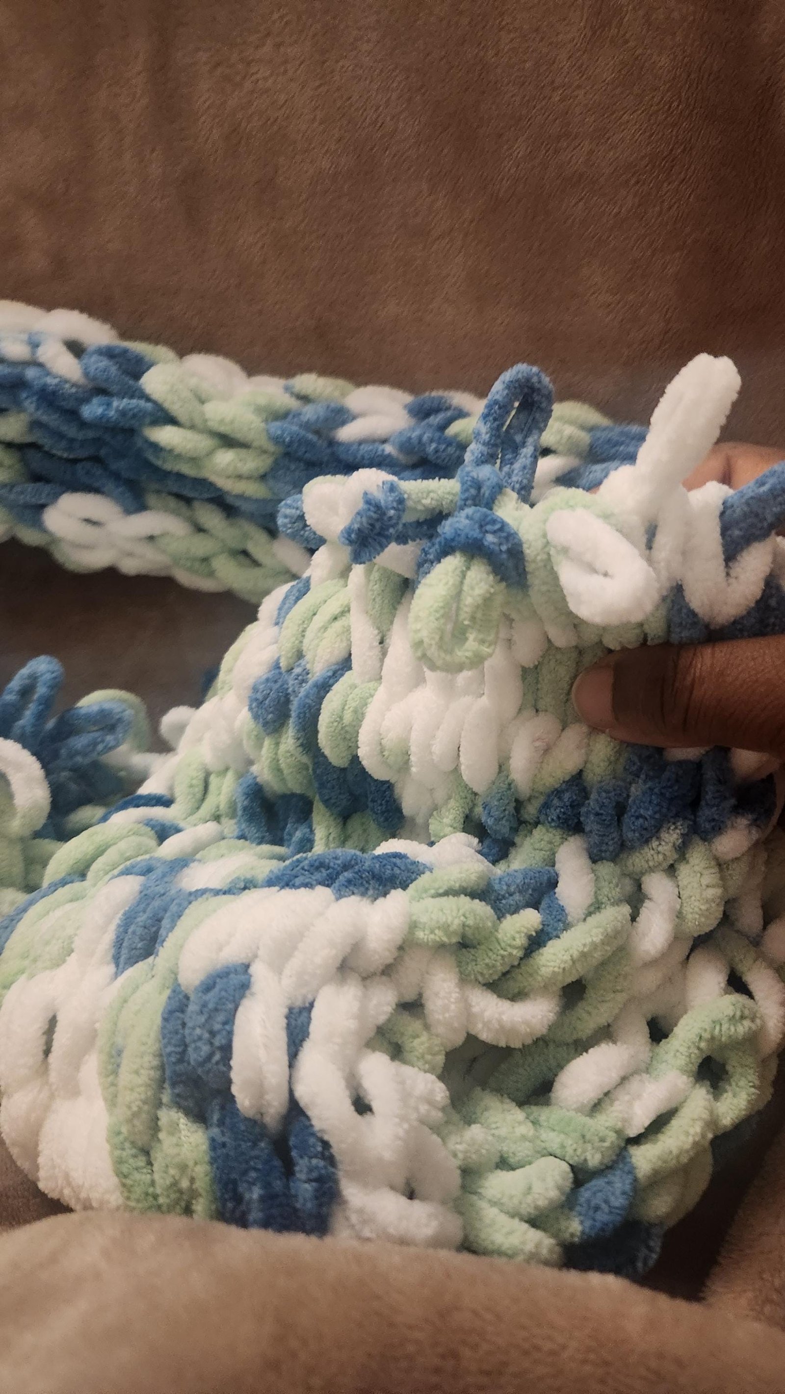 Handmade Knit Scarf, Chunky Variegated Winter Shawl