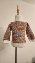 Kid's Variegated Sweater for Winter; Handmade Crochet Rainbow Thick Turtleneck Blouse for Toddlers & Preschoolers