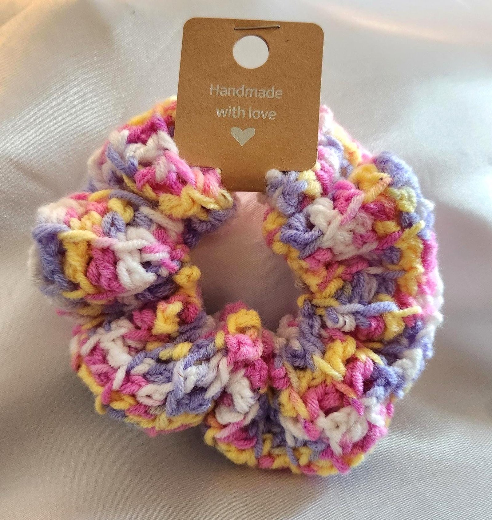 Handmade Rainbow Hair Band; Variegated Crochet Donut Scrunchies and Wristbands for Women