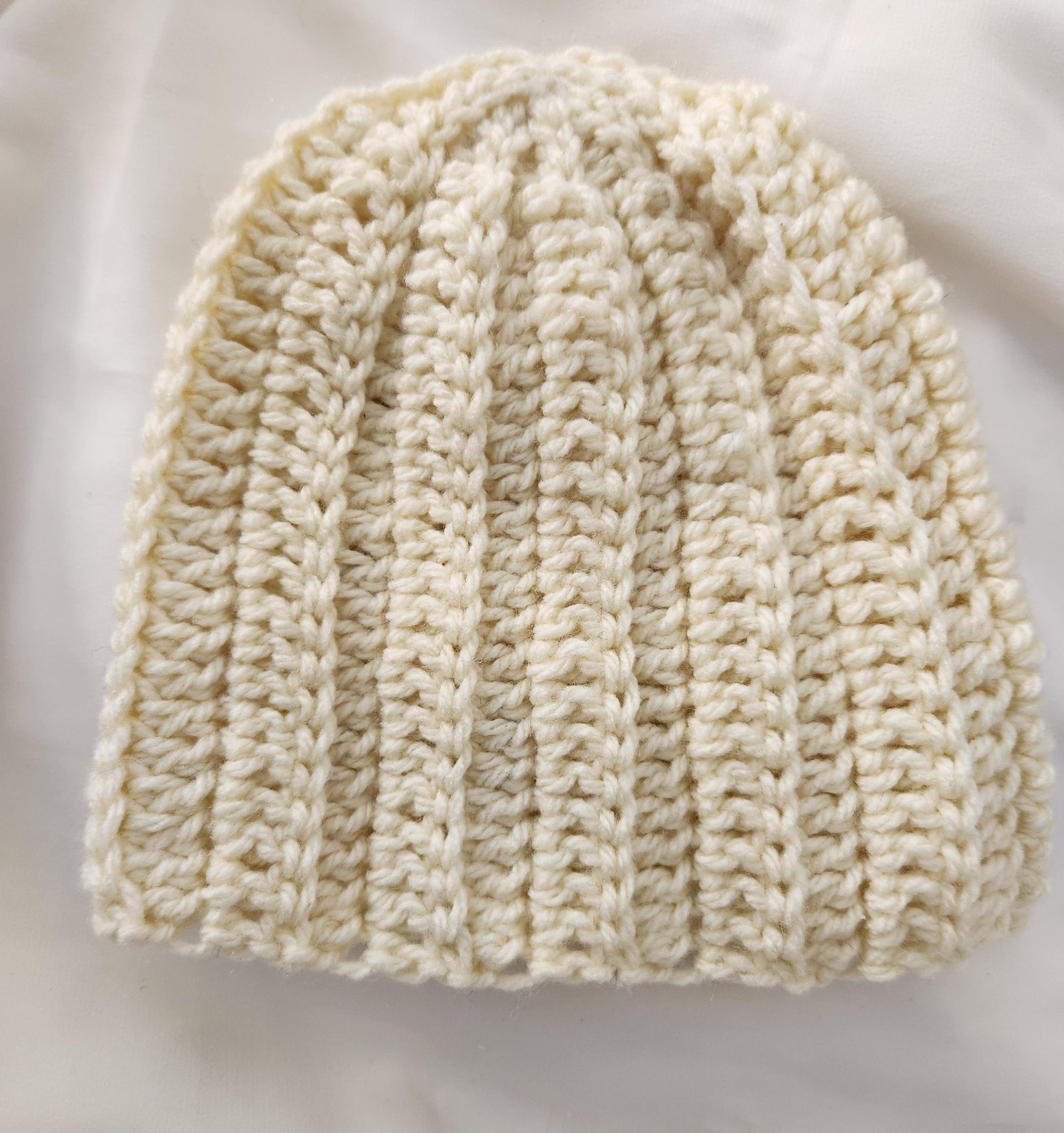 Children's Cream Crochet Beanie Hat, Ribbed Cap, Handmade Winter Custom Gifts for Toddlers