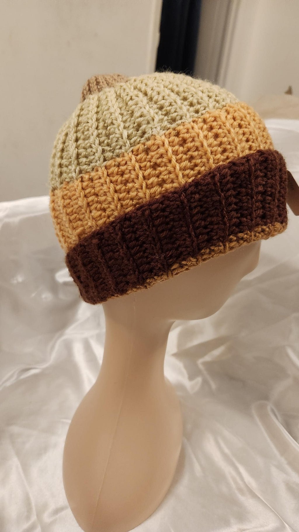 Handmade Ombre Beanie: Rainbow Gradient Crochet Winter Hat; Striped Colorful Headpiece