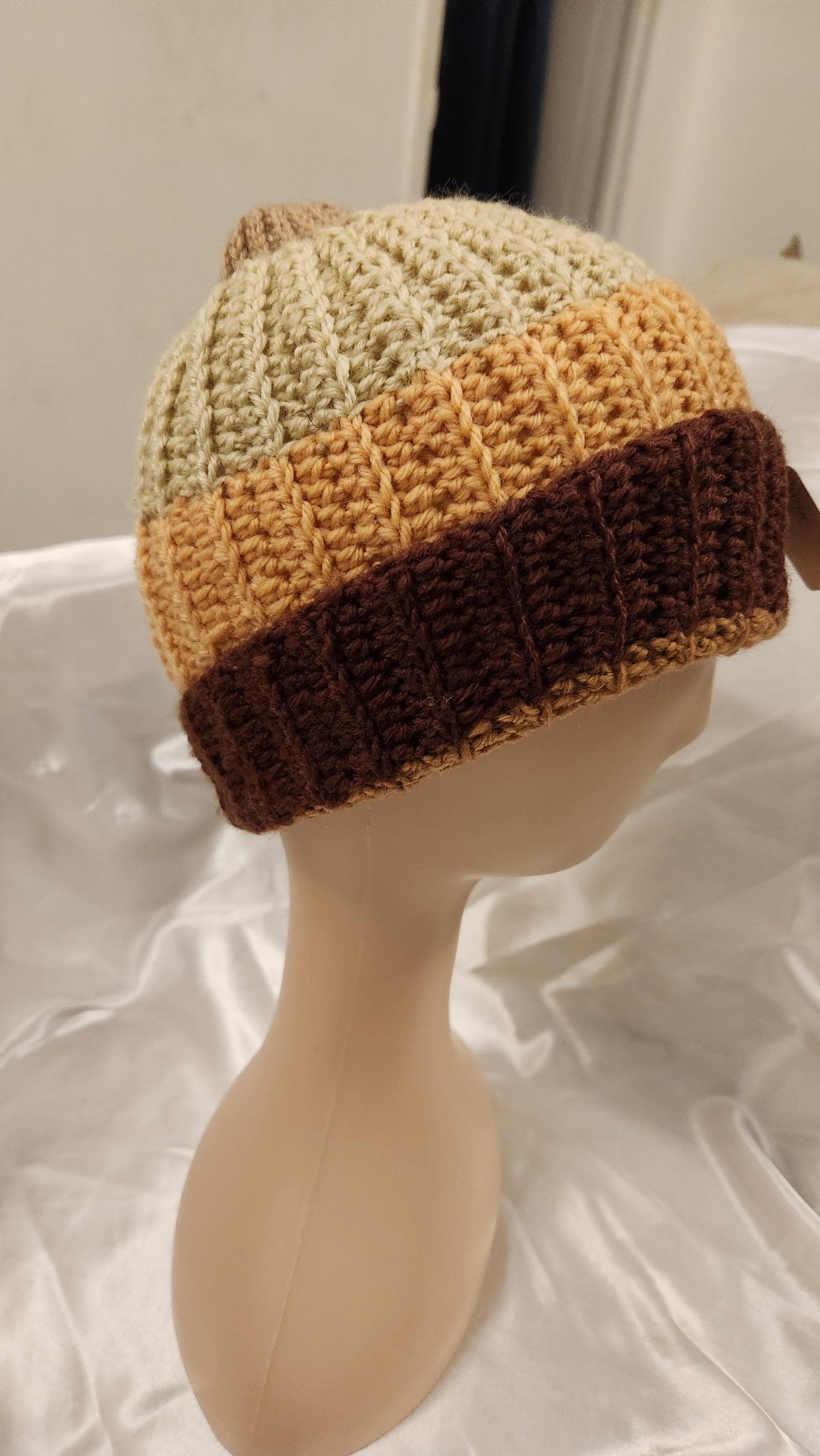 Handmade Ombre Beanie: Rainbow Gradient Crochet Winter Hat; Striped Colorful Headpiece