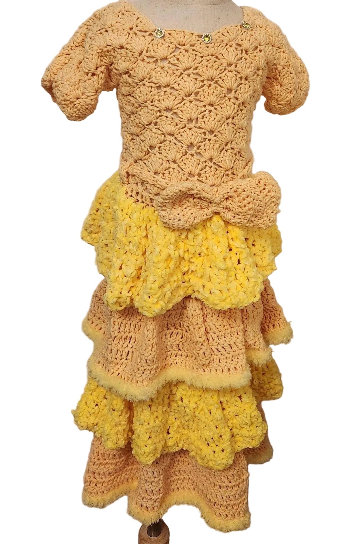 Handmade Princess Toddler Dress; Crochet Layered Velvet Furry Edge Gown for Girls; Special and Thoughtful Gifts