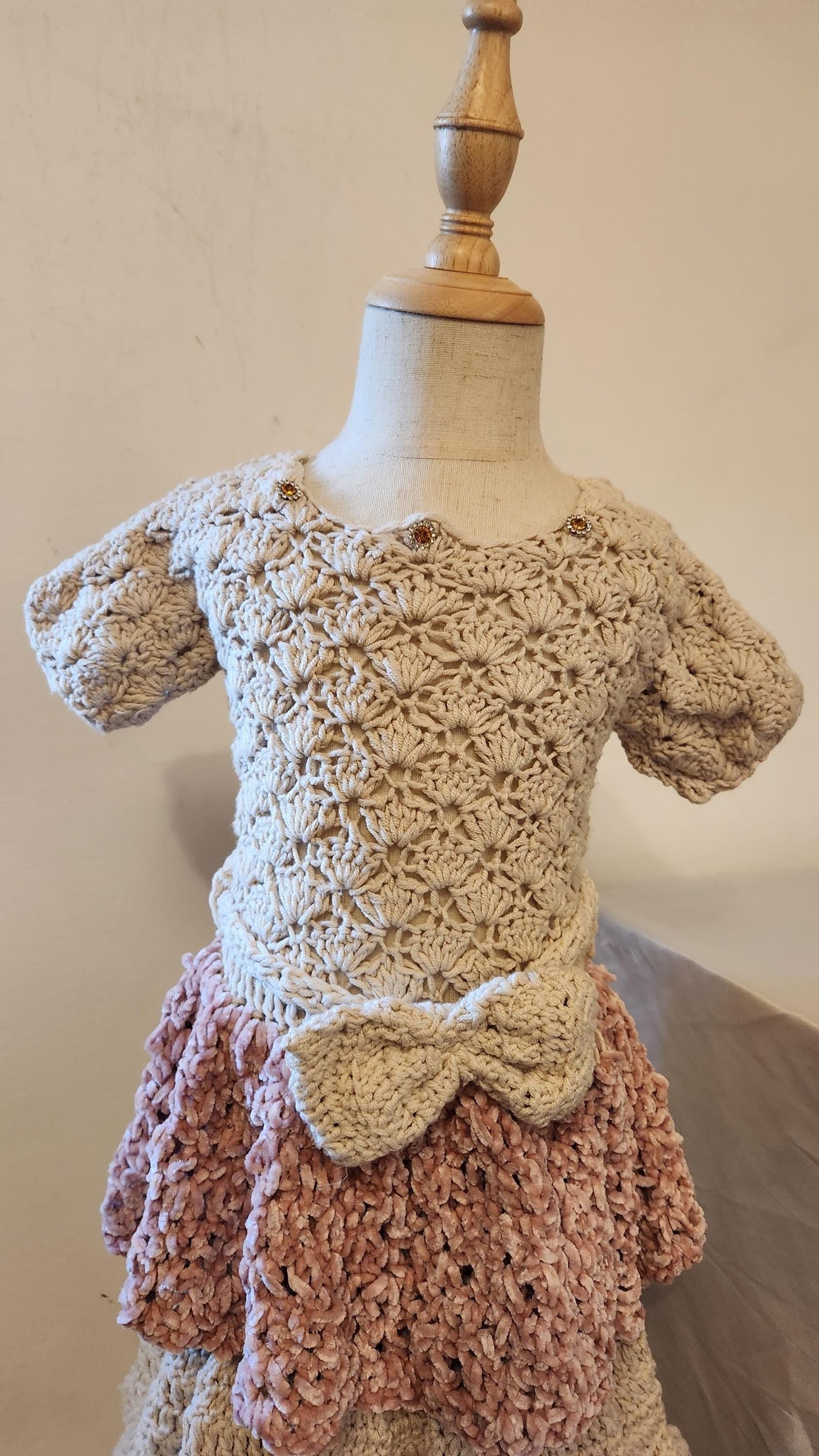 Handmade Princess Toddler Dress; Crochet Layered Velvet Furry Edge Gown for Girls; Special and Thoughtful Gifts