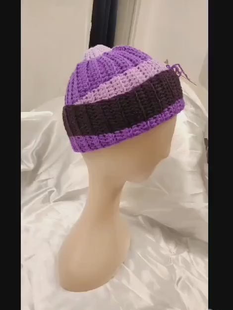 Handmade Ombre Beanie: Rainbow Gradient Crochet Winter Hat; Striped Colorful Headpiece