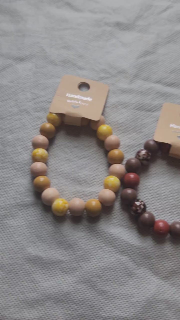 Traditional Bead Bracelets; Colorful Hand & Anklet Elastic Wooden Jewelry; No-Rust Variegated Bangles; Special Gifts for Fall and Winter