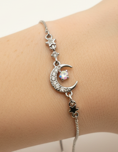 Moon-Star Chain Jewelry Bracelet for Women; Adjustable fit; Special Gifts for Family and Friends