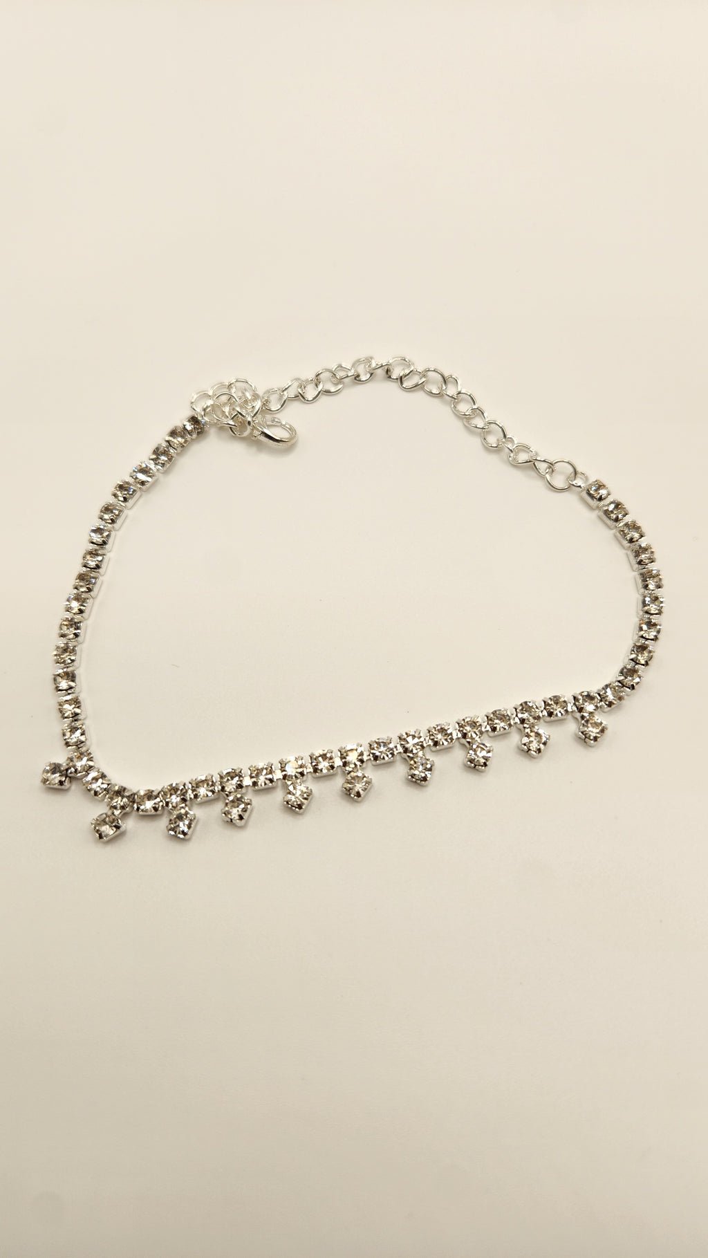 Arrow tip Rhinestone Bracelet for Women: Silver Anklet with Adjustable Chain