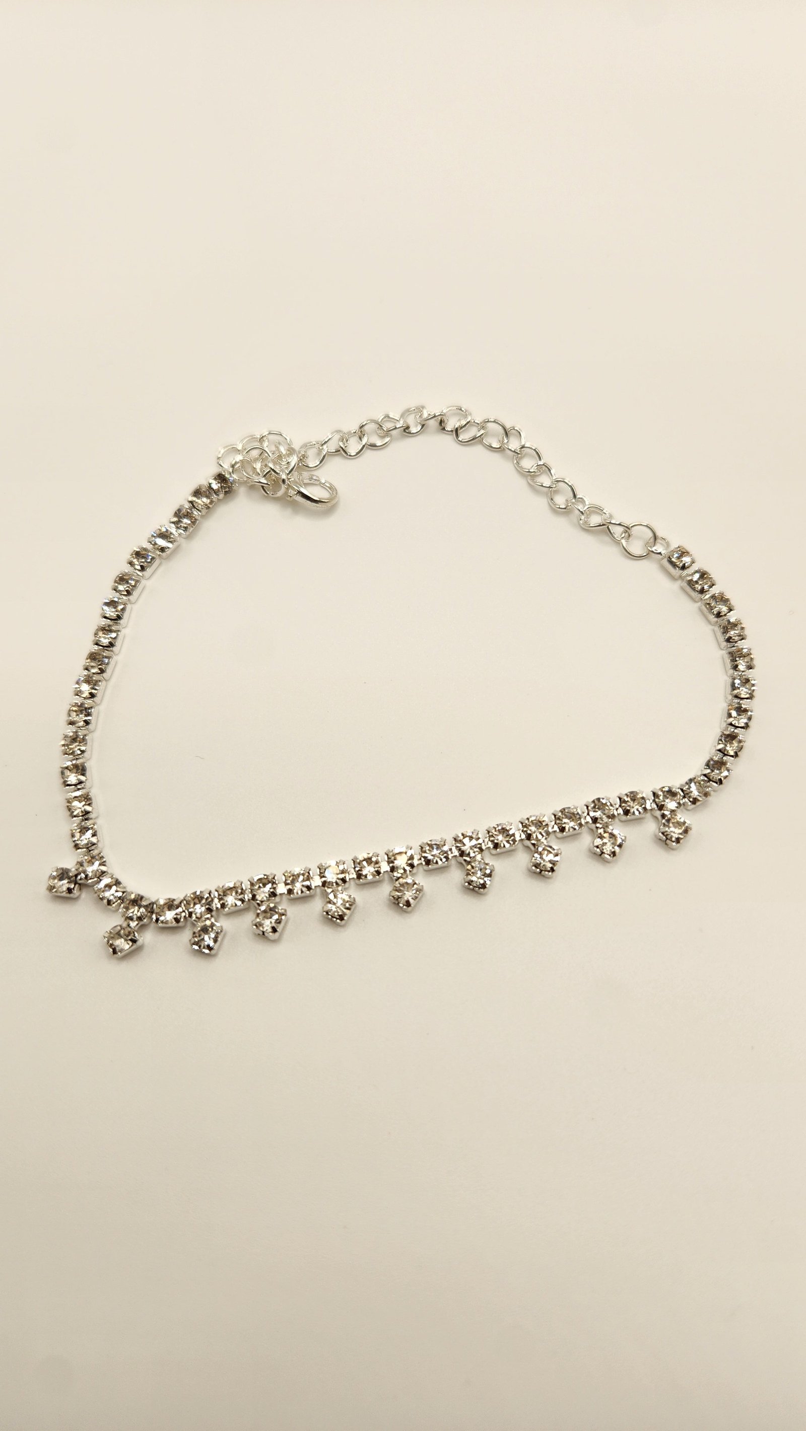 Arrow tip Rhinestone Bracelet for Women: Silver Anklet with Adjustable Chain