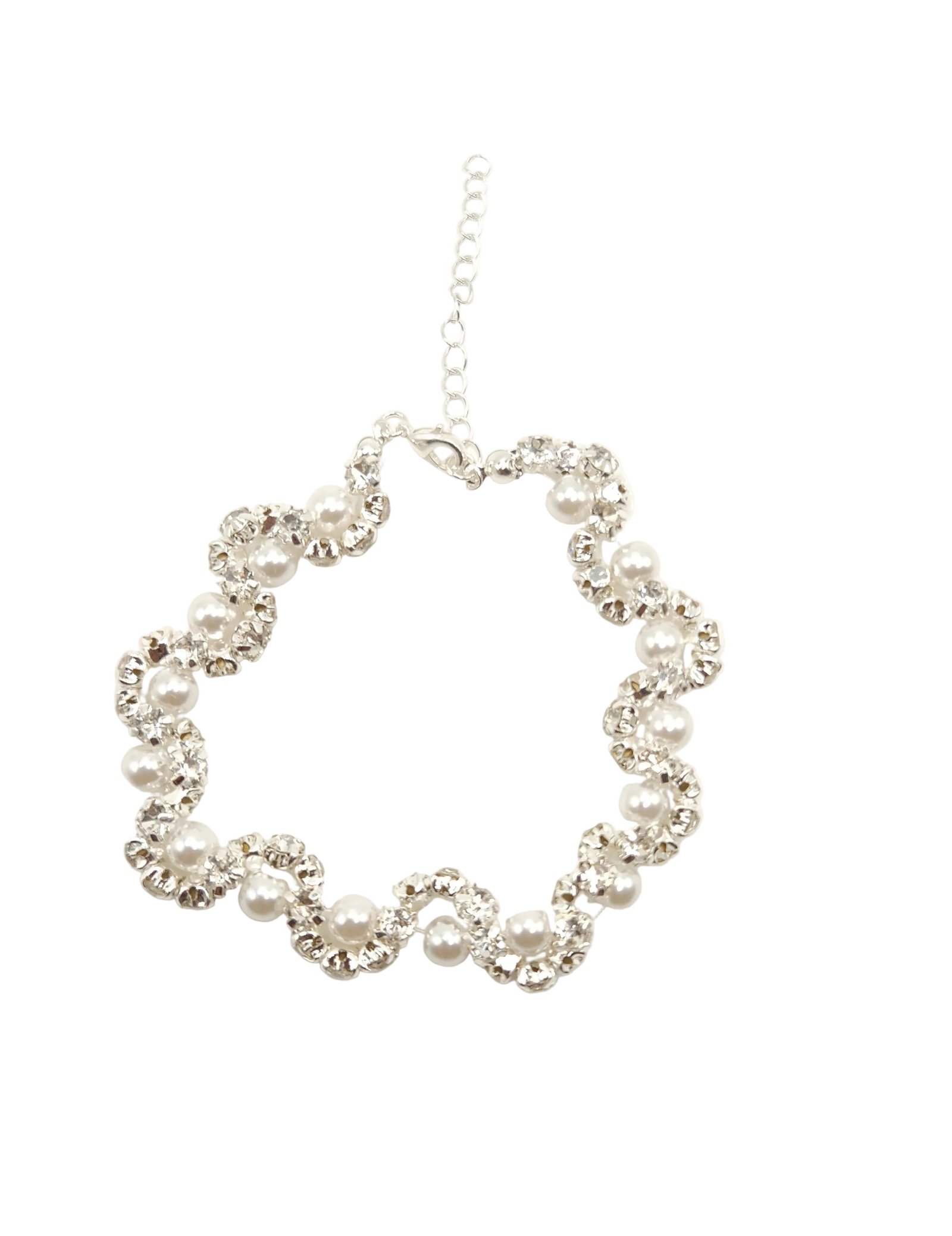 Women's Silver Beaded Bridal Adjustable Bracelet Jewelry